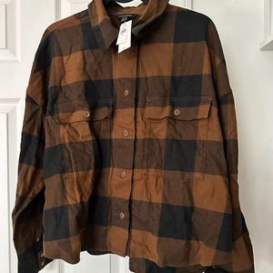NWT Banana Republic Brown Plaid Flannel - Cropped